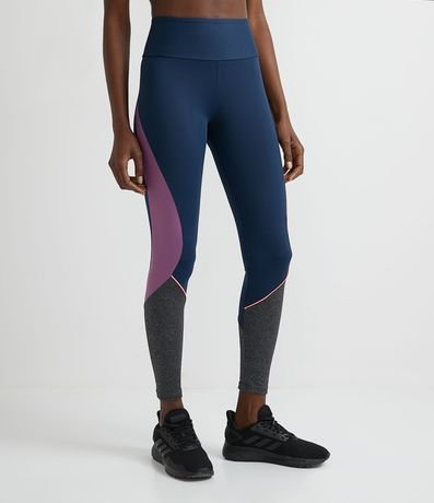 Calça Legging Esportiva em Poliamida com Recorte e Friso Contrastante Menor preço em Calça Legging Esportiva em Poliamida com Recorte e Friso Contrastante