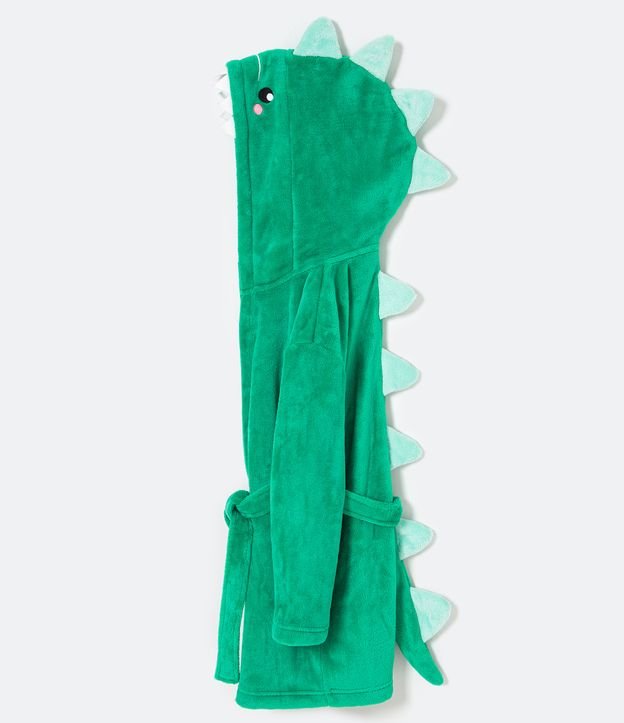 Bata de Baño Infantil en Fleece con Bordado Dinosaurio - Talle P a GG Verde 4