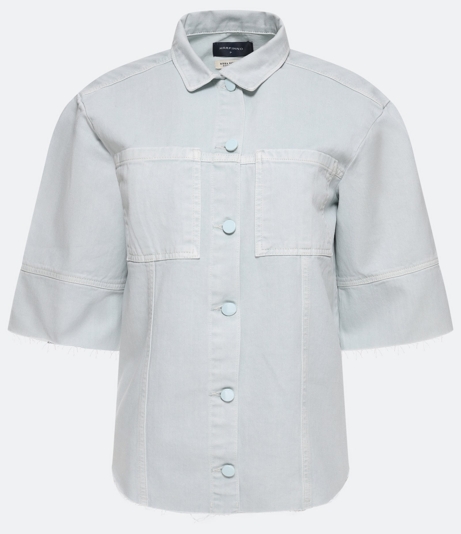 Camisa em Sarja com Bolsos Frontais e Barra Cortada a Fio 1