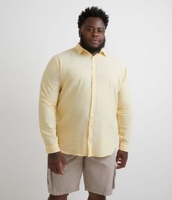 Camisa Comfort em Linho Manga Longa - Plus Size