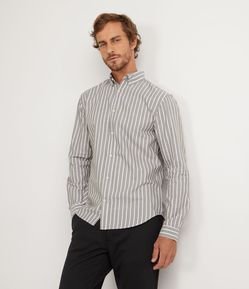 Camisa Slim em Algodão com Estampa em Listras