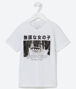 Camiseta Infantil Estampa Olhar Anime - Tam 5 a 14 anos
