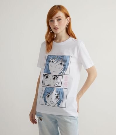 Blusa Alongada em Algodão com Estampa Mangá 03 Frames Menor preço em Blusa Alongada em Algodão com Estampa Mangá 03 Frames