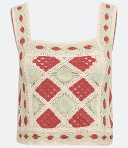 Blusa Regata em Tricô com Pontos Diferenciados