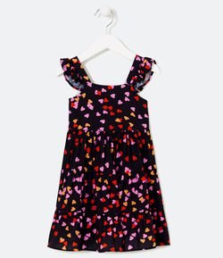 Vestido Infantil Estampa Corações Coloridos MINI ME - Tam 1 a 5 anos