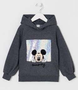 Blusão Infantil com Estampa Mickey em Paetê Reversível - Tam 5 a 14 anos