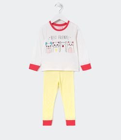 Pijama Infantil Longo Estampa de  Lhama e Amigos - Tam 1 a 4 anos