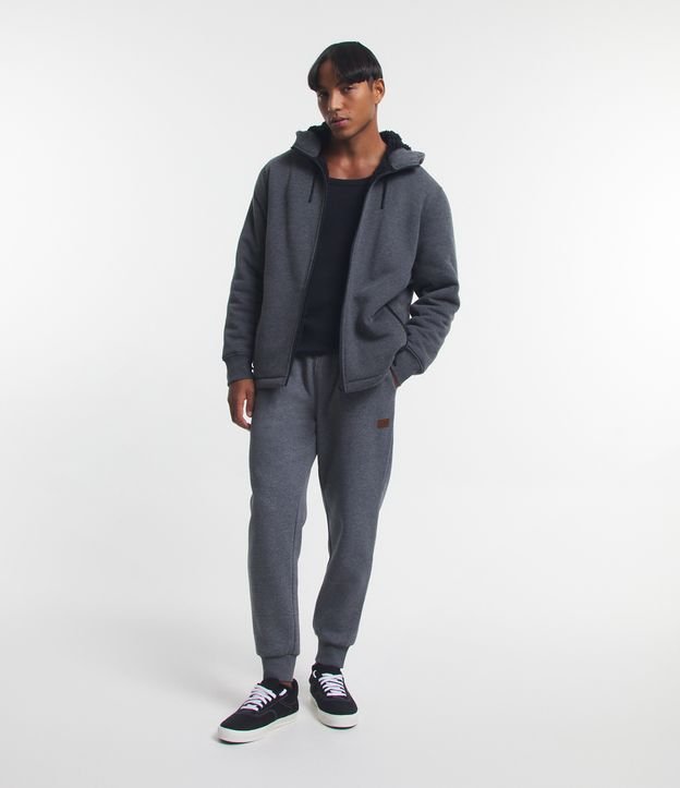 Sudadera en Algodón con Capucha y Felpas Interno Negro 4