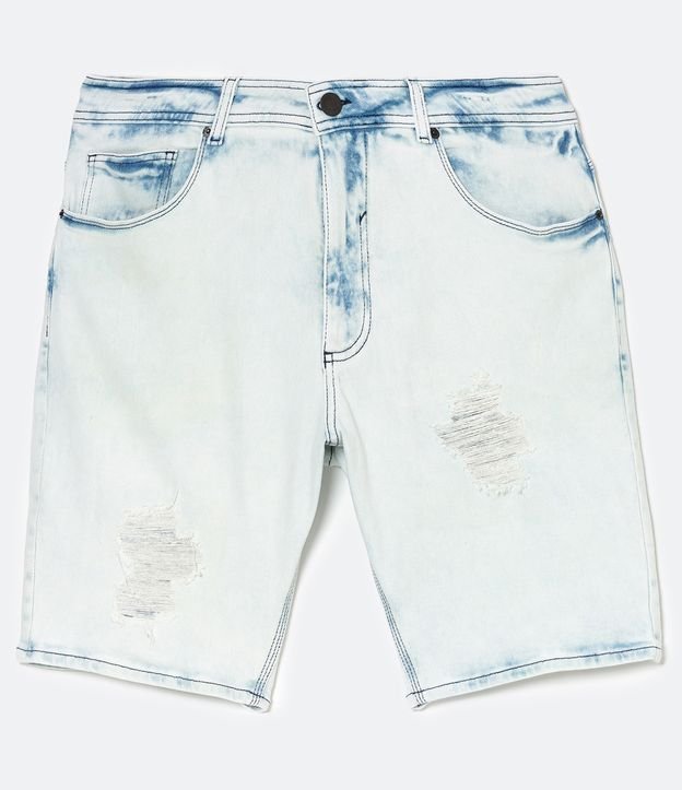 Bermuda Skinny en Jeans Destroyed Azul 5