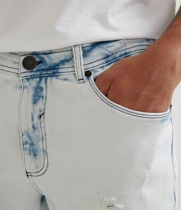 Bermuda Skinny en Jeans Destroyed Azul 3