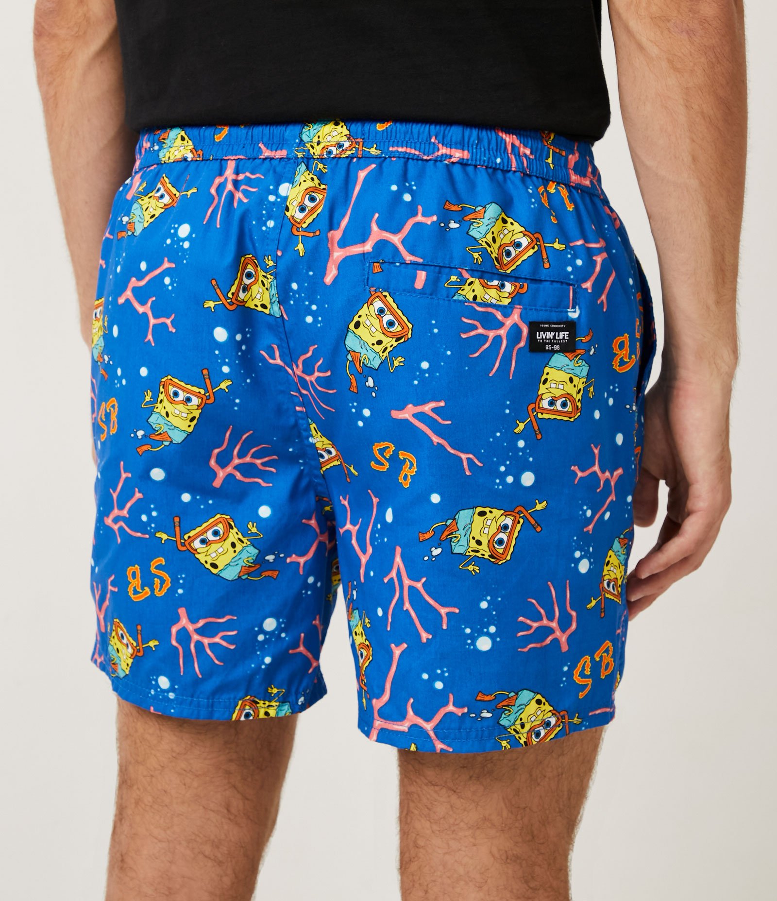 Bermuda Paper Touch com Estampa Bob Esponja Azul 3