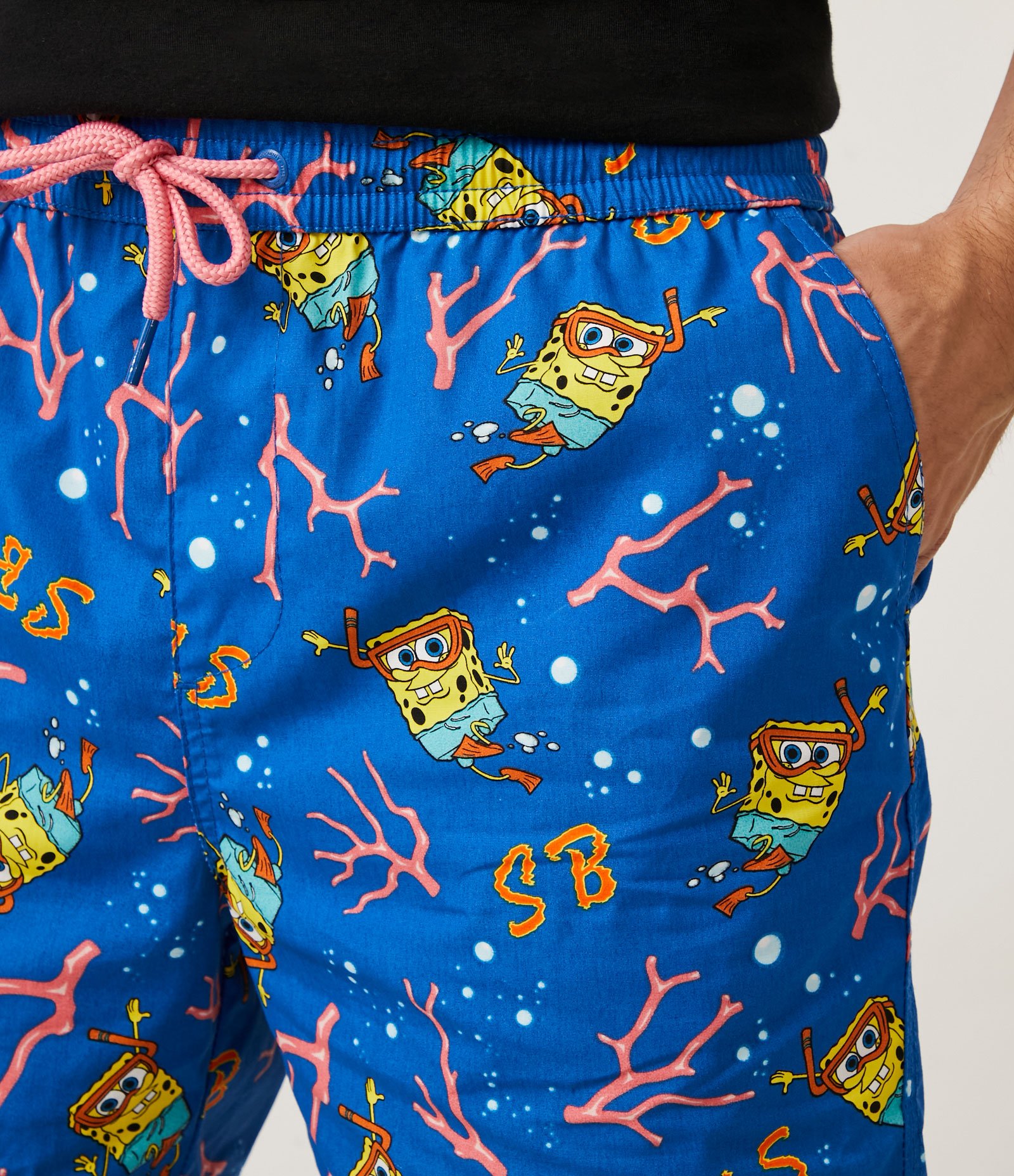 Bermuda Paper Touch com Estampa Bob Esponja Azul 4
