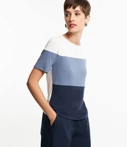 Blusa em Viscose com Bloco de Cor