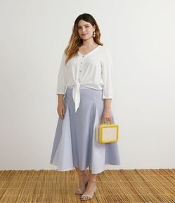 Saia Midi em Tricoline com Pregas Curve & Plus Size