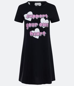 Camisola Manga Curta em Algodão com Estampa Support Your Own Heart