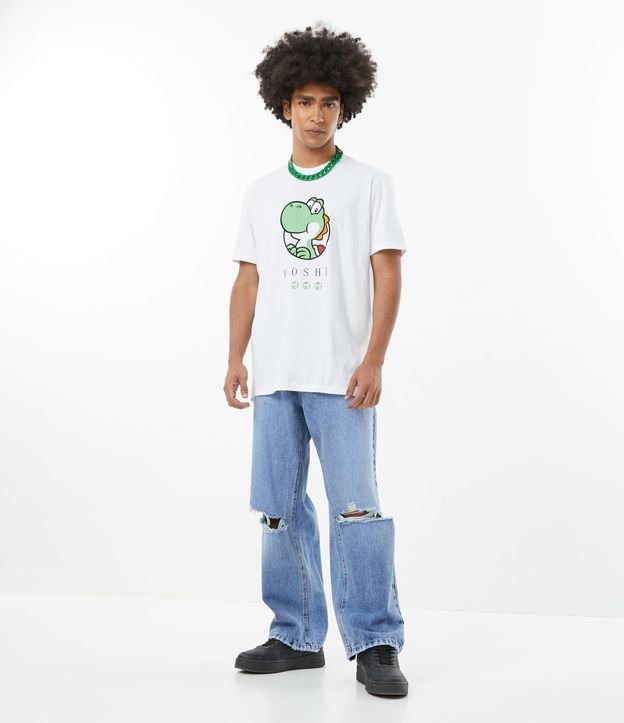 Remera Manga Corta con Estampado Yoshi Blanco 2