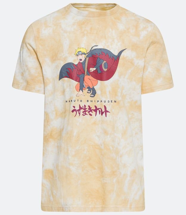 Camiseta Manga Curta em Algodão com Estampa do Gaara Branco