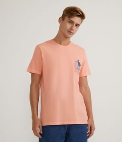 Camiseta Manga Curta em Algodão com Estampa Stitch Praieiro Frente e Costas