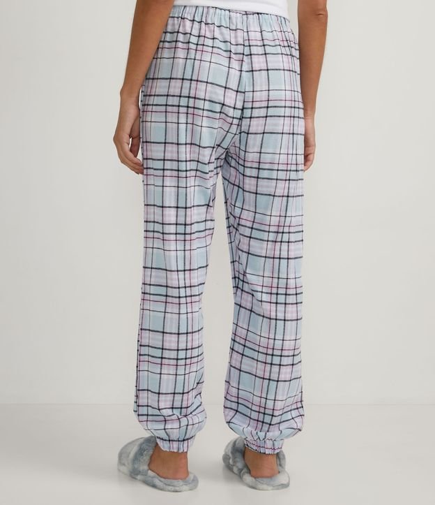 Pantalón de Pijama en Franela Cuadrillé con Elástico en la Barra Azul 2