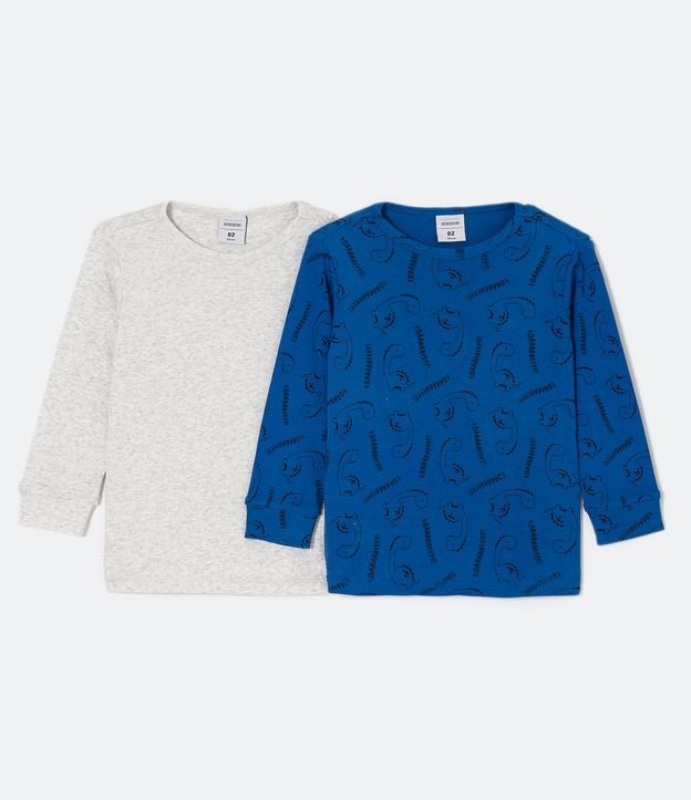 Kit 2 Camisetas Infantil com Estampas de Dinossauros - Tam 1 a 4 anos