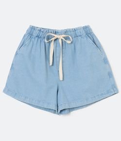Short em Jeans Delavê com Amarração no Cós Curve & Plus Size