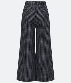 Calça Pantalona em Tweed com Padronagem Xadrez