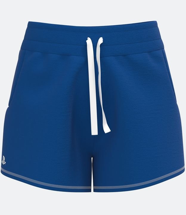 Short Runner en Algodón con Costura Contrastante y Estampado Playstation Azul 1