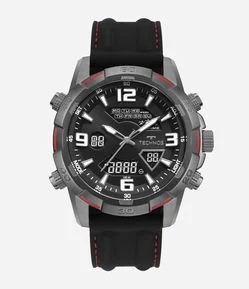 Relógio Technos com Pulseira em Silicone Preto e Caixa em Aço W23305AC2A