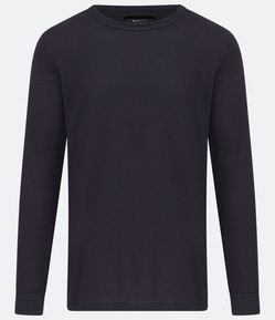 Camiseta Regular com Textura Waffle e Punho Ajustado