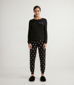 Pijama Longo com Estampa de Estrelinhas na Calça