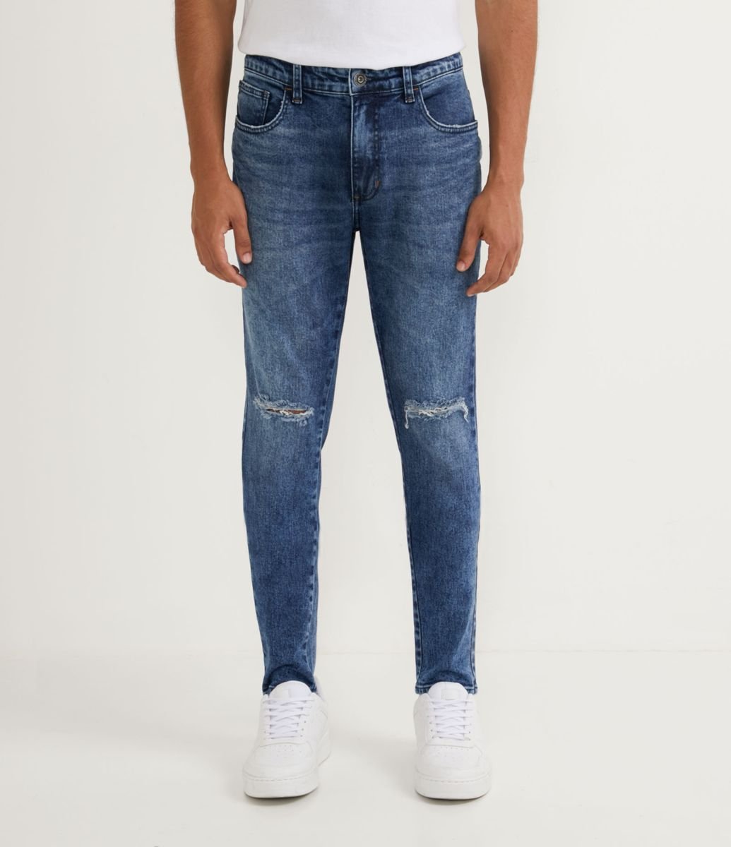 Calça jeans Masculina Skinny Délavé Street - Azul Claro