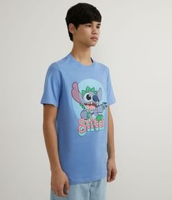 Camiseta Manga Curta com Estampa Stitch Havaiano