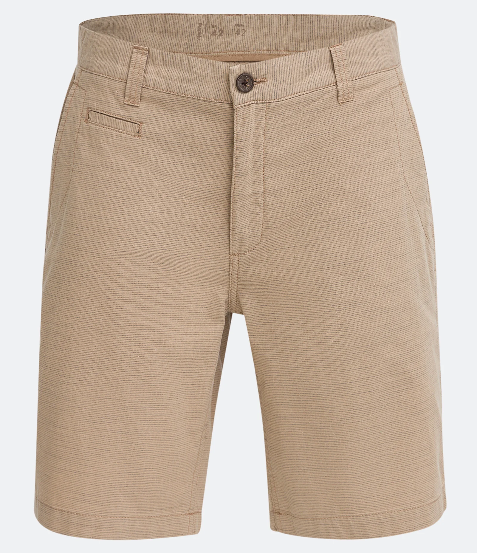 Bermuda de Passeio em Flamê com Textura e Bolsos Bege 1