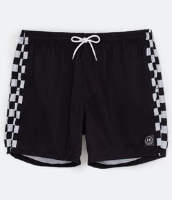 Bermuda de Banho com Estampa Quadriculada Lateral - Plus Size