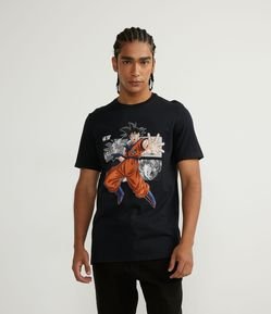 Camiseta Manga Curta com Estampa Goku