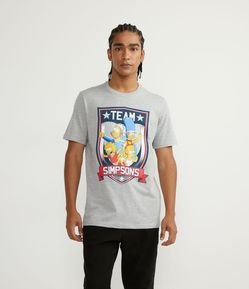 Camiseta Manga Curta em Algodão com Estampa Simpsons Família Esportista