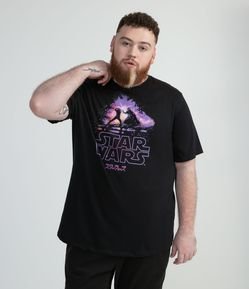 Camiseta Manga Curta em Algodão com Estampa Darth Vader e Luke Skywalker