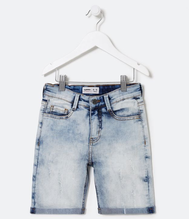 Bermuda Infantil em Jeans com Puídos - Tam 5 a 14 anos