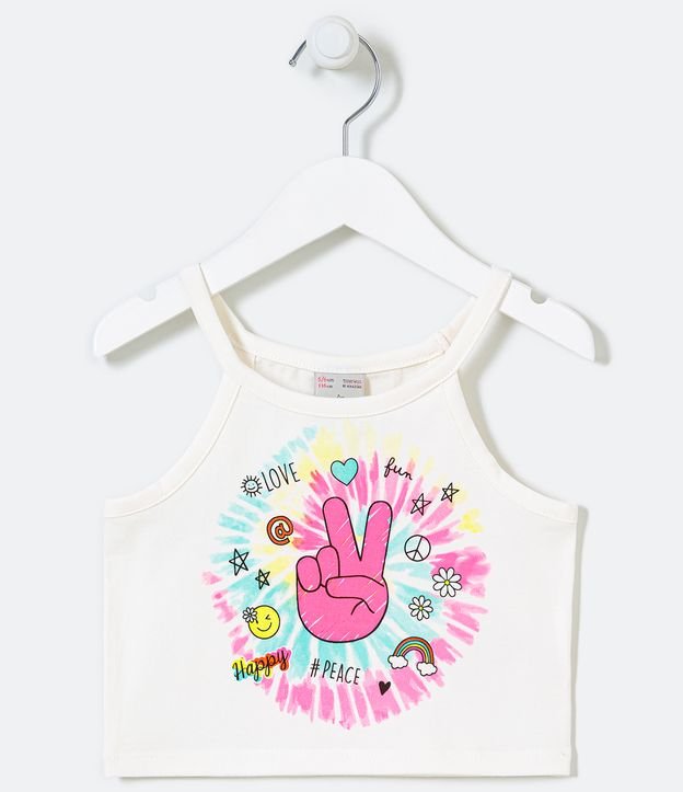 Blusa Infantil Cropped com Estampa Tie Dye e Mãozinha - Tam 5 a 14 anos