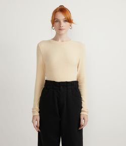 Blusa Alongada em Viscose com Manga Longa sem Estampa