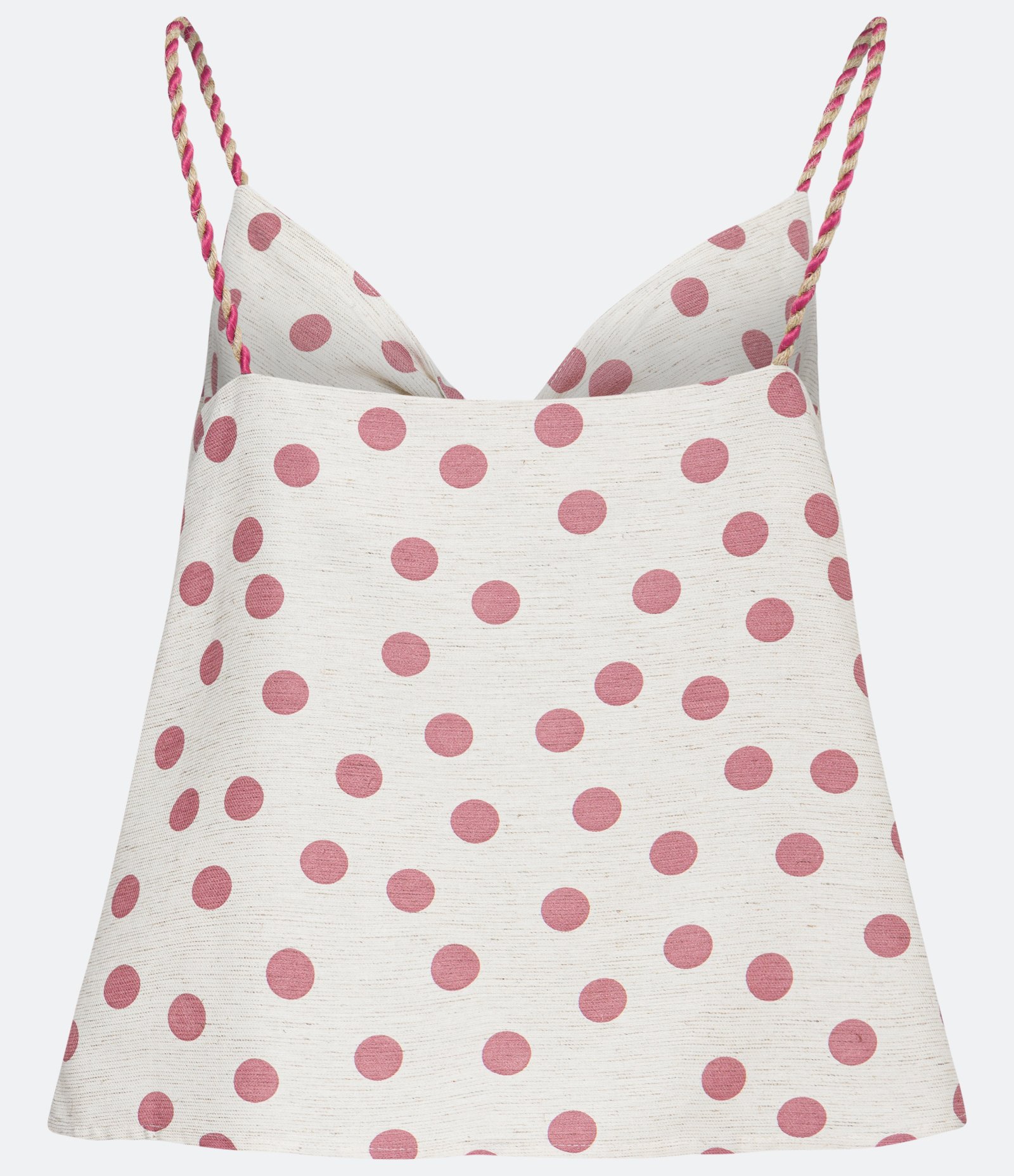Blusa Regata em Viscolinho com Estampa Poá e Alça de Corda Rosa 6