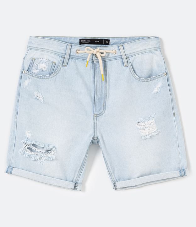 Bermuda Slim en Jeans con Gastados Azul 7
