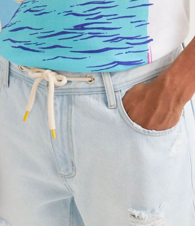 Bermuda Slim en Jeans con Gastados Azul 4