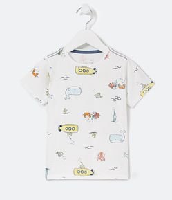 Camiseta Infantil com Estampa Fundo do Mar - Tam 1 a 5 anos