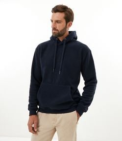 Moletom Fechado em Fleece com Capuz e Bolso Canguru