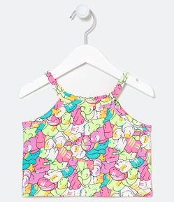 Blusa Infantil Cropped com Estampas de Gatinhos - Tam 5 a 14 anos