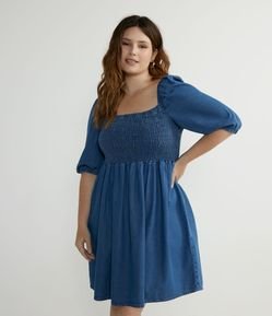 Vestido Curto em Jeans com Lastex no Busto Curve & Plus Size