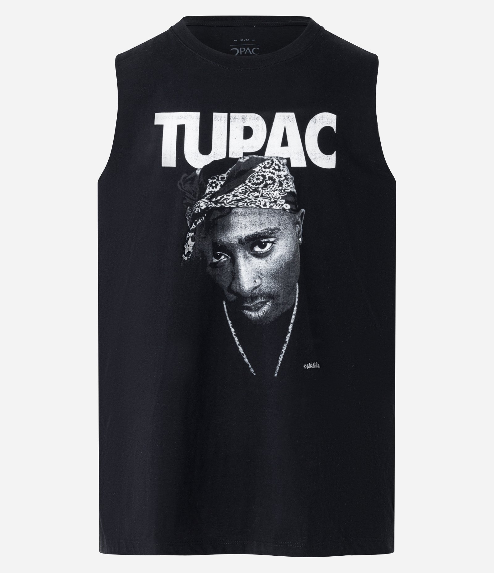 Regata em Algodão com Estampa Tupac Preto 5