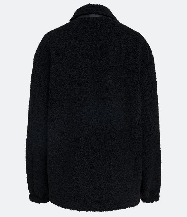 Campera en Sherpa con Bolsillo de Poliamida Negro 7