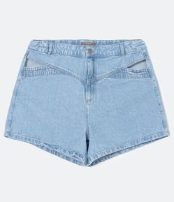 Short Boyfriend Jeans com Recorte Vazado Frontal e Pespontos Curve & Plus Size